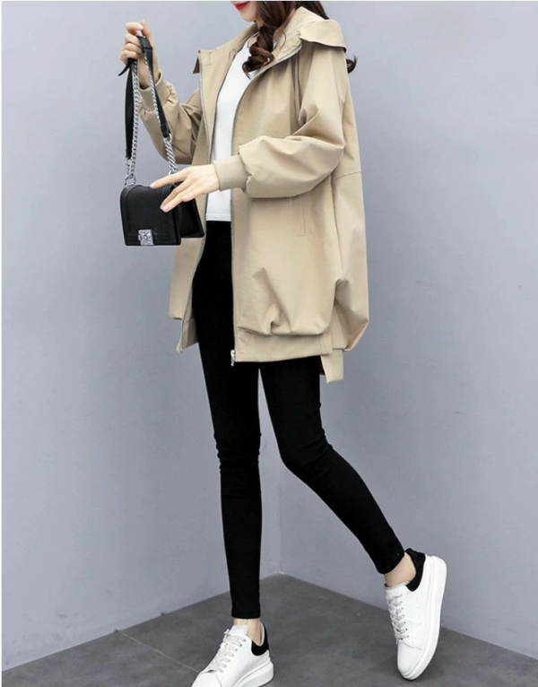 ブルゾン レディース コート アウター ジャケット ジャンパー マウンテンパーカー フード付き ジップアップ 秋冬 春 新作 大きいサイズ きれいめ 防花粉 ロング スプリングコート 体型カバー(アパレル)