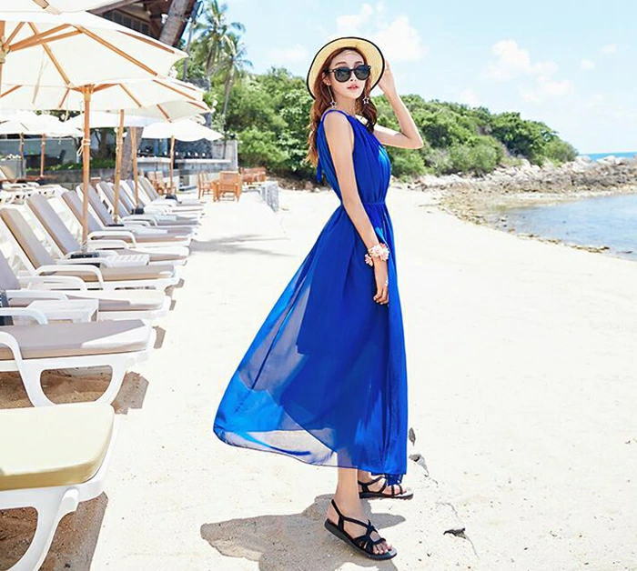 楽天市場】マキシワンピ（カラーブルー）（ワンピース｜レディース