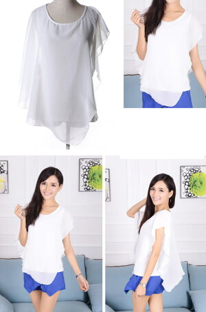 【在庫限定さらに20%OFF】春夏ドルマンスリーブ シフォンブラウス チュニック カットソー ブラウス シャツ (アパレル)