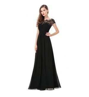 【今だけ10%OFF】ワンピース ドレス 肩レース 結婚式 ロングドレス マキシ丈 ワンピース ノースリーブ Aライン ハイウエスト 無地 レディース メール便送料無料 (アパレル)