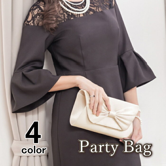 パーティーバッグ ハンドバッグ バッグ クラッチバッグ フォーマル リボン パール ビジュー お呼ばれ 結婚式 二次会 春夏 レディース メール便不可(アパレル)(4)