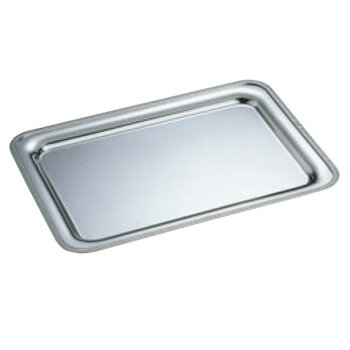 SW 18-8 菊渕 角盆 14インチ 手無【シルバートレー】【お盆】【トレイ】