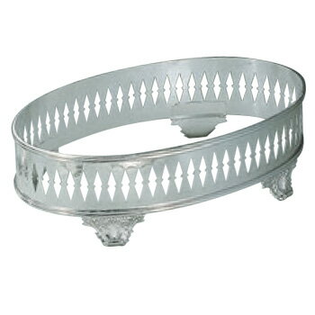 H 洋白 小判型 ビュッフェスタンド足付 14吋用 三種メッキ【シルバートレー】【トレースタンド】