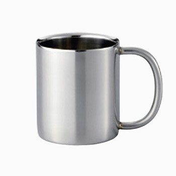 ステンレス 2重マグカップ(パイプ柄) 300cc 80130 (ミラー仕上)