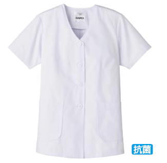 女性用調理衣 半袖 FA-332(ホワイト) LL【コック服】【制服】【ユニフォーム】【Apron】【台所着】【厨房着】【シェフ服】【cock　ware】【業務用厨房機器厨房用品専門店】