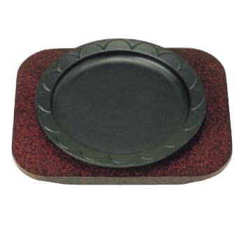 S 鉄 和風ステーキ皿 花車(漆調) 21cm【鉄板皿 IH対応 電磁調理器対応】【業務用】【洋食器】【プレート】【焼きそば鉄板】【ハンバーク皿】【業務用厨房機器厨房用品専門店】