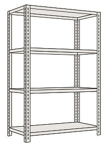 ※こちらの商品はメーカー直送のため代金引換はできません。 用途に合わせて棚板の増減が自由にでき、50mmピッチで変更可能。 寸法：W875×D450×H1800mm 段数：4段 耐荷重(棚1段当り)：100kg 耐荷重(棚1連当り)：500kg 本体色：アイボリー セット内容(付属品)：コーナープレート16枚付 50mmピッチ段替え可能 注意事項：棚板段数は、天棚及び底棚を含みます。 #recommend#関連商品