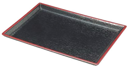 【メール便配送可能】木目カスター盆 黒天朱(ABS) 15214810【お盆】【トレイ】【業務用厨房機器厨房用品専門店】