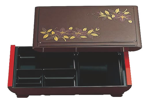 式部長手弁当 鉄仙 23011290(固定仕切) 【料理演出用品】【松花堂】【弁当箱】【業務用厨房機器厨房用品専門店】