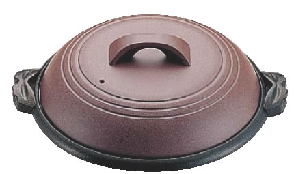 アルミ陶板鍋素焼き茶 横綱 42cm M10-541 【鍋料理】【フタ付き】【蓋付き】【業務用厨房機器厨房用品専門店】