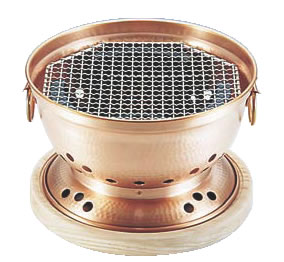 銅 炭用水コンロ(台付) 【代引き不可】【宴会用卓上鍋類 卓上焼セット】【こんろ コンロ 焜炉 七輪】【..