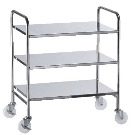 TKG 18-8衛生フラットワゴン 3段 ゴム車 【代引き不可】【配膳ワゴン 配膳カート】【厨房用カート サー..