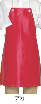 ※商品はアカ1点のみになります。※カラーをご確認の上、ご注文ください。 【サイズ】フリー 幅620mm×着丈800mm ビニールレザー0.65mm厚 ●厚くて丈夫なレザー調の生地をカラフルで手軽な形に仕上げました。水仕事を考慮し、あえてポケットなしにしています。 店舗用識別コード：TKG-77-1425-0602 TKG-78-1465-0602