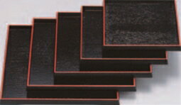 爪掛角盆 黒天朱 尺2寸【お盆】【和風盆】【料理盆】【会席盆】【懐石盆】【本漆盆】【木製盆】【トレイ】【トレー】【運び盆】【1-128-8】