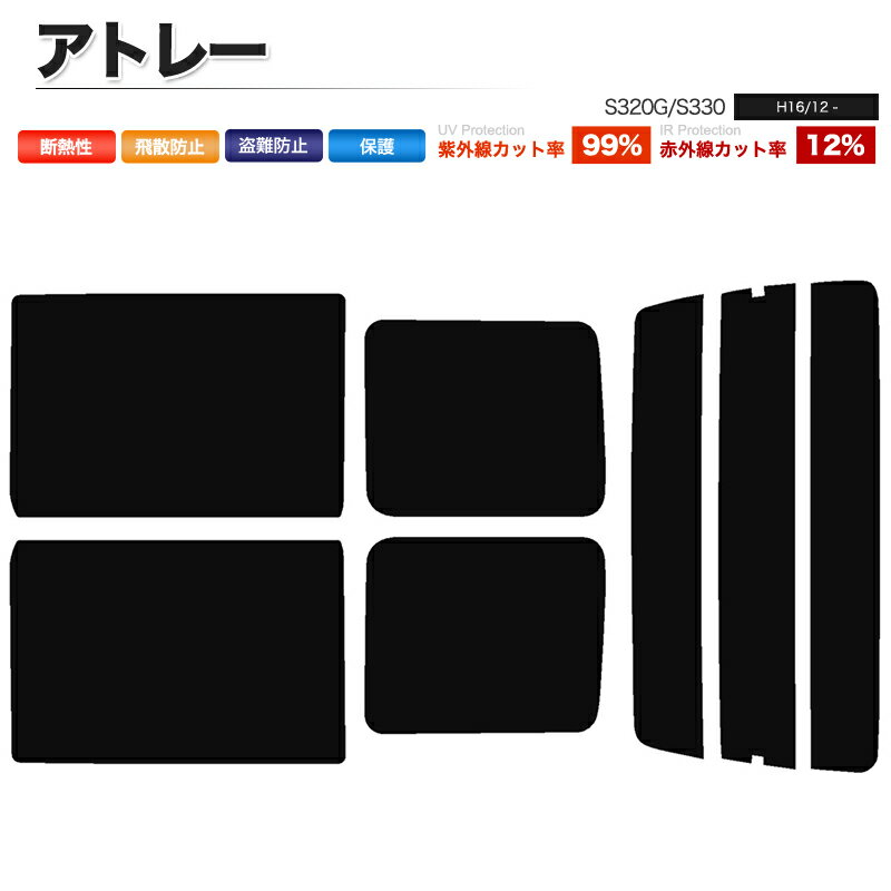カーフィルム カット済み リアセット アトレー S320G S330 左リアノーマルスライドドア スモークフィルム