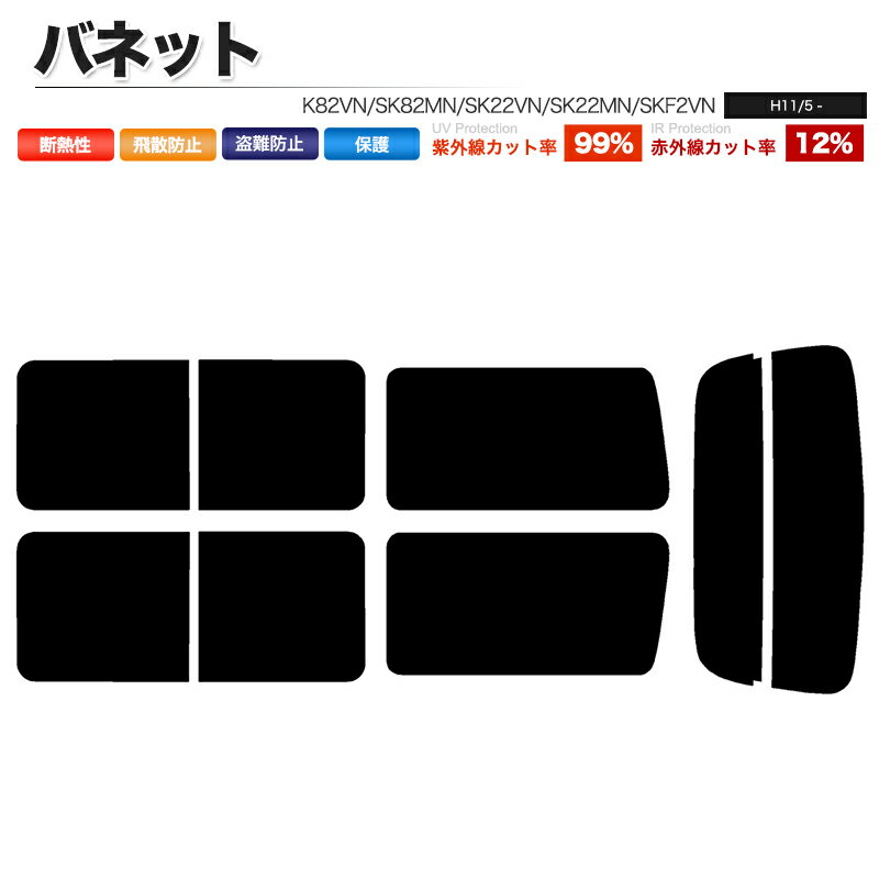 カーフィルム カット済み リアセット バネット K82VN SK82MN SK22VN SK22MN SKF2VN SKF2MN スライド窓 スモークフィルム