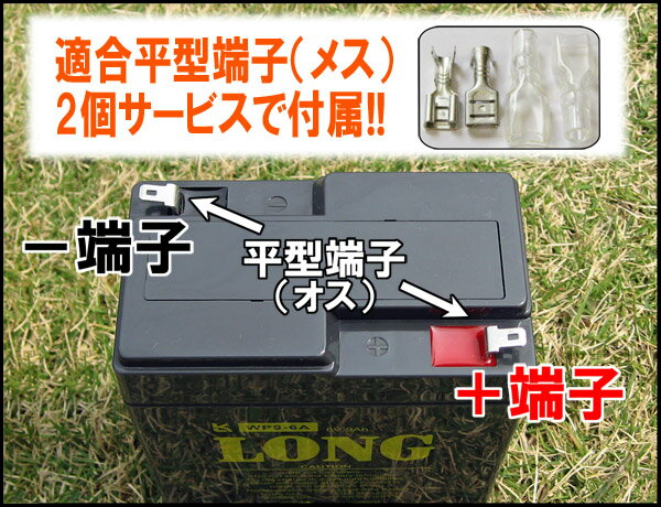 LONG 【標準タイプ　期待寿命3〜5年】6V9Ah　高性能シールドバッテリー（完全密閉型鉛蓄電池） WP9-6A 子供用電動自動車に！6V電源用に