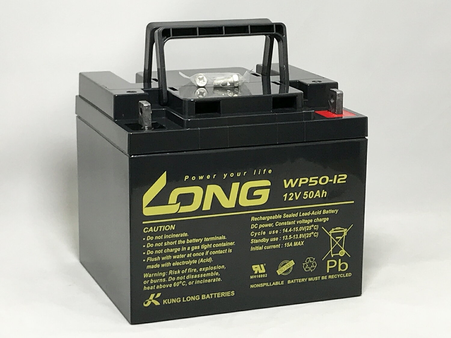 LONG 送料無料 標準タイプ 期待寿命3〜5年 12V50Ah 高性能シールドバッテリー 完全密閉型鉛蓄電池 WP50-12 12V電源用に 汎用タイプ UPS 無停電電源装置 などに