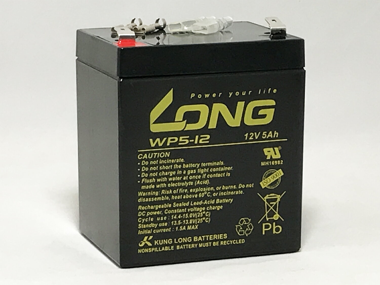 LONG 12V5Ah シールドバッテリー 完全密閉型鉛蓄電池 WP5-12 UPS 無停電電源装置 バックアップ電源 12V電源 待機電源タイプ 便利な平型メス端子付き