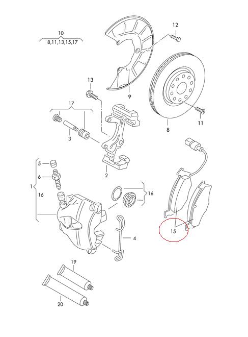 【Febi bilstein】 フロントブレーキパッド(センサー付) [AUDI,アウディ,A1 / 8J0698151C,8J0698151,16502]