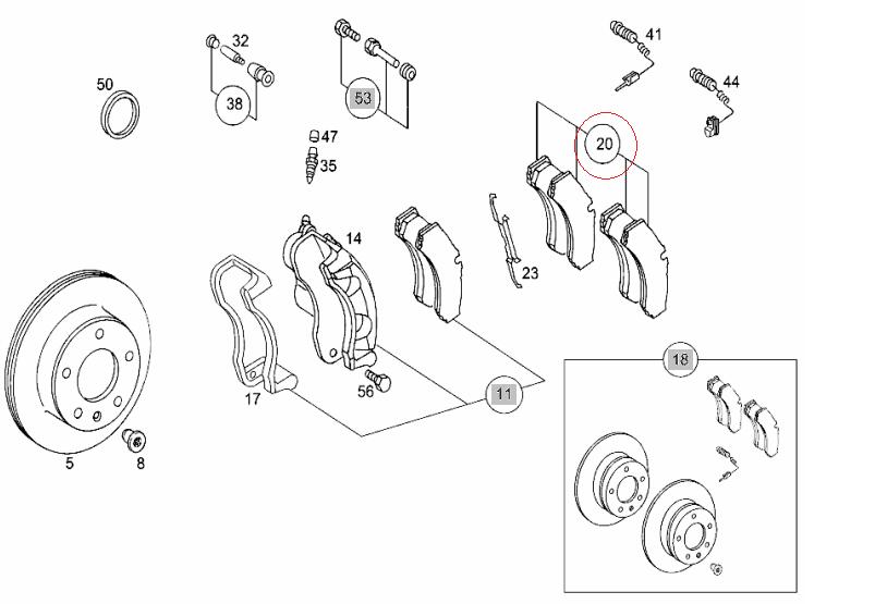 【Febi bilstein】 フロントブレーキパッド(クリップ式) [Benz,ベンツ,Vクラス,W638 / 0084204220,0044205520,16251]