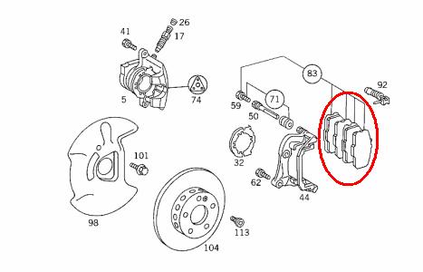 【Febi bilstein】 フロントブレーキパッド [Benz,ベンツ,Cクラス,W202 / 0054204620,0054200320,16067]
