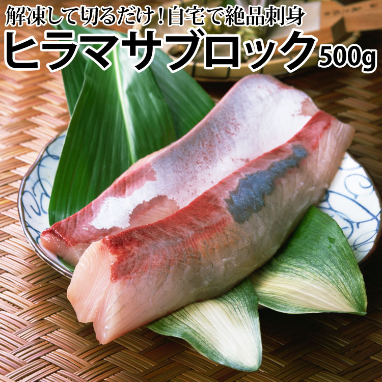 長崎産ヒラマサ(養殖または天然) 刺身用皮付きブロック500g (3人前前後) いつでも脂ののったヒラマサがお刺身で味わえる！解凍して切るだけ簡単 ギフト包装 のし ぶり ブリ ヒラス ヒラマサブロック ヒラマサ刺身　ヒラマサ刺し ヒラス