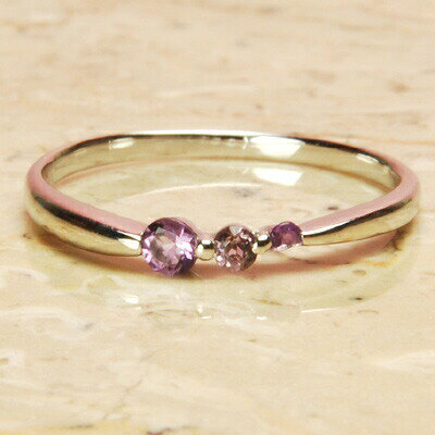 【クーポン配布中】天然アメジストスリーストーンリング『シューティングスター』 アメジストリング アメシスト アメジスト リング スリーストーンリング 2月誕生石...