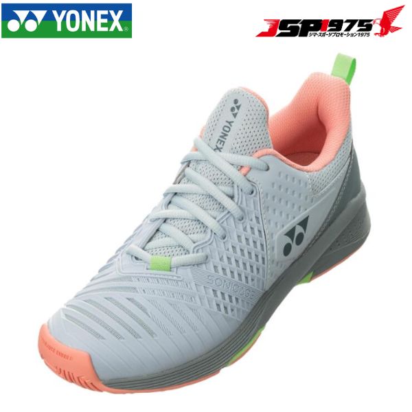 ヨネックス（YONEX）（レディース）オールコート用 テニスシューズ レディース パワークッション ソニケージ3 ウィメン AC shts3lac グレイッシュブルー×ピンク 22.0cm 3E ローカット 部活 2023年新デザイン 2023年7月発売