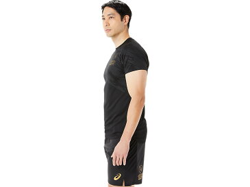 【アシックス】 asics ドライイーグルライン半袖シャツ パフォーマンスブラック Sサイズ バレーボールウエア 半袖 Tシャツ 黒 バレーボール 2051A304