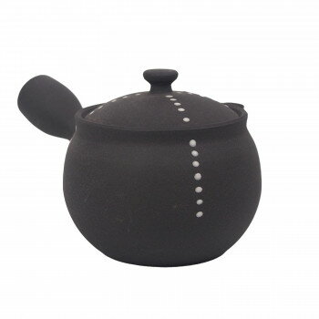 M1173 陶山急須 　1.5 黒泥吹　落とし水玉　萬古焼