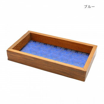 ウッド＆エンボスガラス トレイ ブルー 10724810401