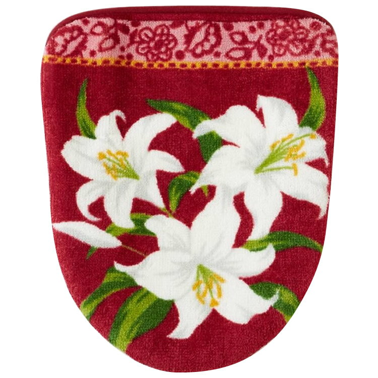 ユリ柄　フタカバー　暖房洗浄用　クラシックリリー　レッド　XA-2087