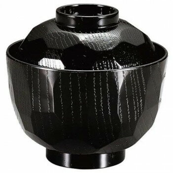 福井クラフト　耐熱ニュー亀甲小吸椀(蓋親) 黒 12034020