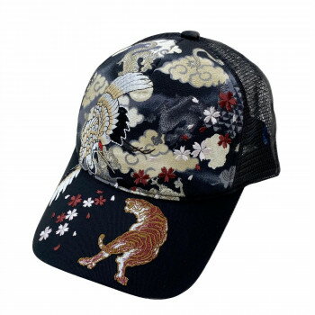 大西賢製販 Ripple 刺繍メッシュキャップ 鶴虎 黒 H26-SM13 大西賢製販 Ripple 刺繍メッシュキャップ 鶴虎 黒 H26-SM13