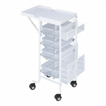 【代引き・同梱不可】 サロン向け カウンターワゴン C-196 ホワイト 11961