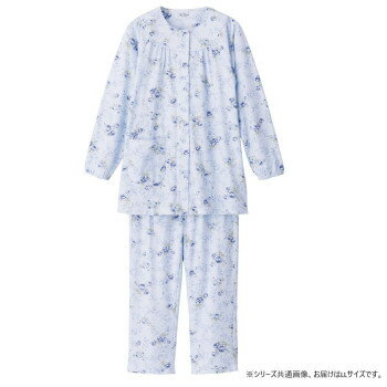 ケアファッション ワンタッチパジャマ(婦人) サックス LL 8926613(4)