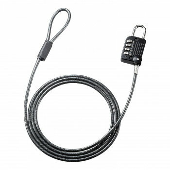 サンワサプライ ワイヤー一体型ダイヤル錠 ブラック SLE-32S