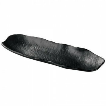 福井クラフト　メラミン34.0ひねり変り舟型長皿黒マット 51024910