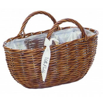 村田屋産業 PPラタンバスケット 楕円型 S Brown 3210