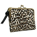 DAICO Pisoraro(ピソラロ) ハラコ がま口二つ折りミニウォレット LEOPARD-WH PR241(4)