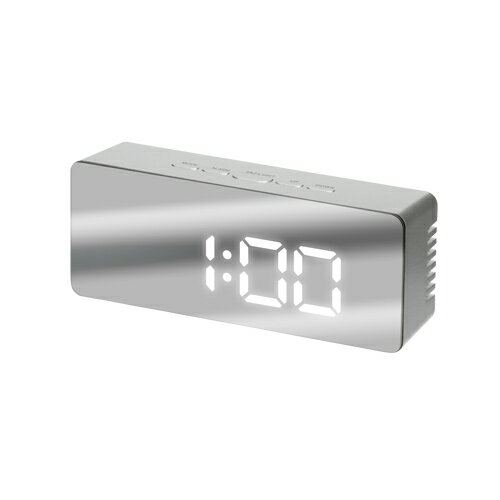 ミラークロック (ワイド) 【シルバー196249】時計 とけい アラーム