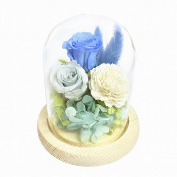ガラスドームアレンジメント ソレイユ ターコイズ+ブルー B14853