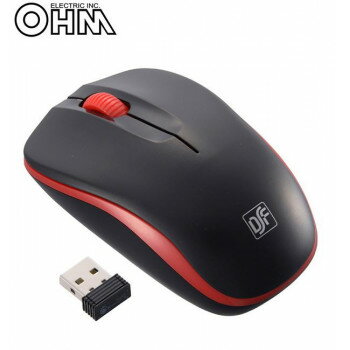 オーム電機 OHM 3ボタン ワイヤレス IR LED マウス ブラック/レッド PC-SMWIM32 K