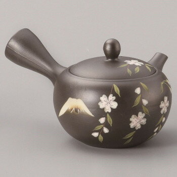 富仙黒丸型しだれ桜急須 430cc Y-719