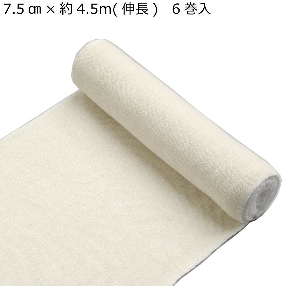 竹虎 クレープ 弾力包帯 No.4 7.5cm×約4.5m(伸長) 6巻入 022004