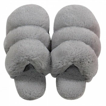 センコー SDS　ボアッパ　ボア素材　スリッパ　M:約21-23cm　グレー 89905