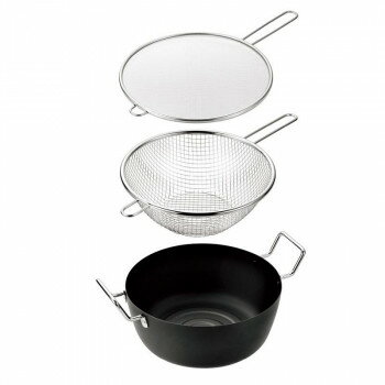 燕熟の技 天ぷら鍋22cm＆手付きフライヤー22cm＆フライヤー油はねガード24cm EJTF-800