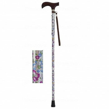 ウェルファン 夢ライフステッキ 柄杖折りたたみ伸縮型 花シルバー 009715