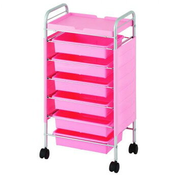 【代引き・同梱不可】 C-417 収納ワゴン サイドカバー付 ピンク 14172